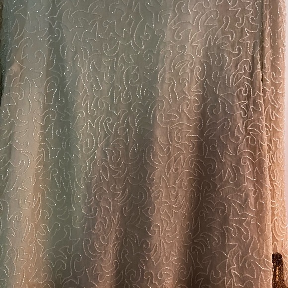 Vintage 💯 Silk Hand Beaded Dropped Waist Hand Beaded Midi Dress - Picture 7 of 10